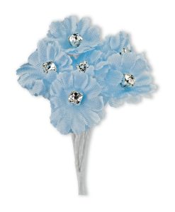 Blue Silk Daisy with Diamanté