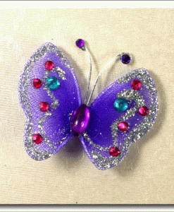 Purple Diamante and Glitter Butterfly