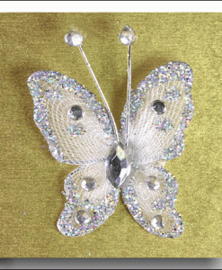 Glitter Butterfly White with Silver