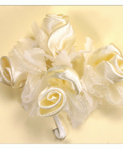 Satin Ivory Flower with Sheer Trim